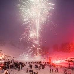 Fireworks at the base of Brundage Mountain