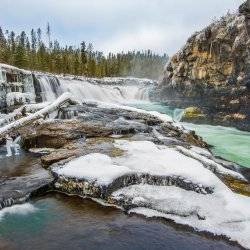 snow covered waterfall