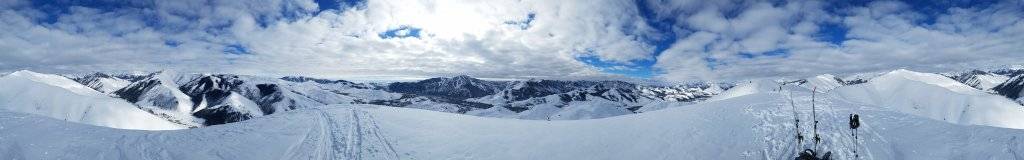 panoramic shot of snowy mountains