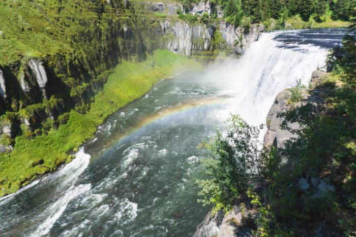 waterfall with rainbow