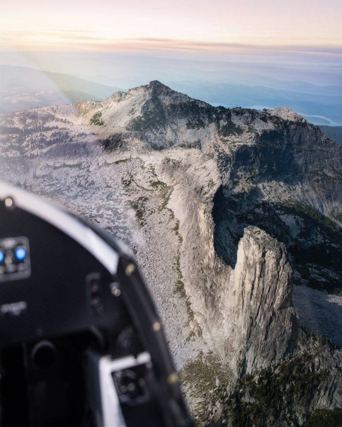 image of rugged mountain as seen from a plane