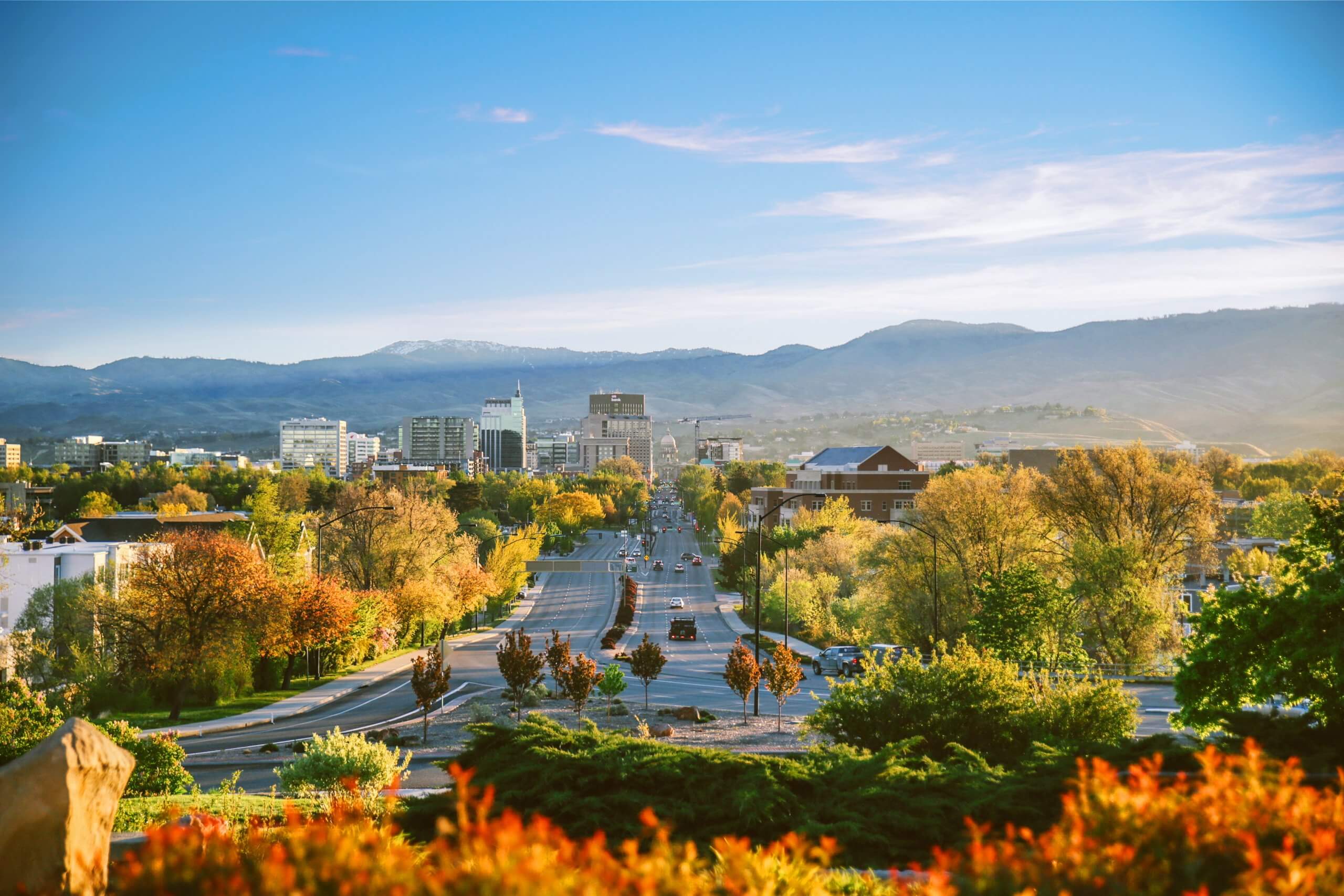 Boise skyline with foothills in background.