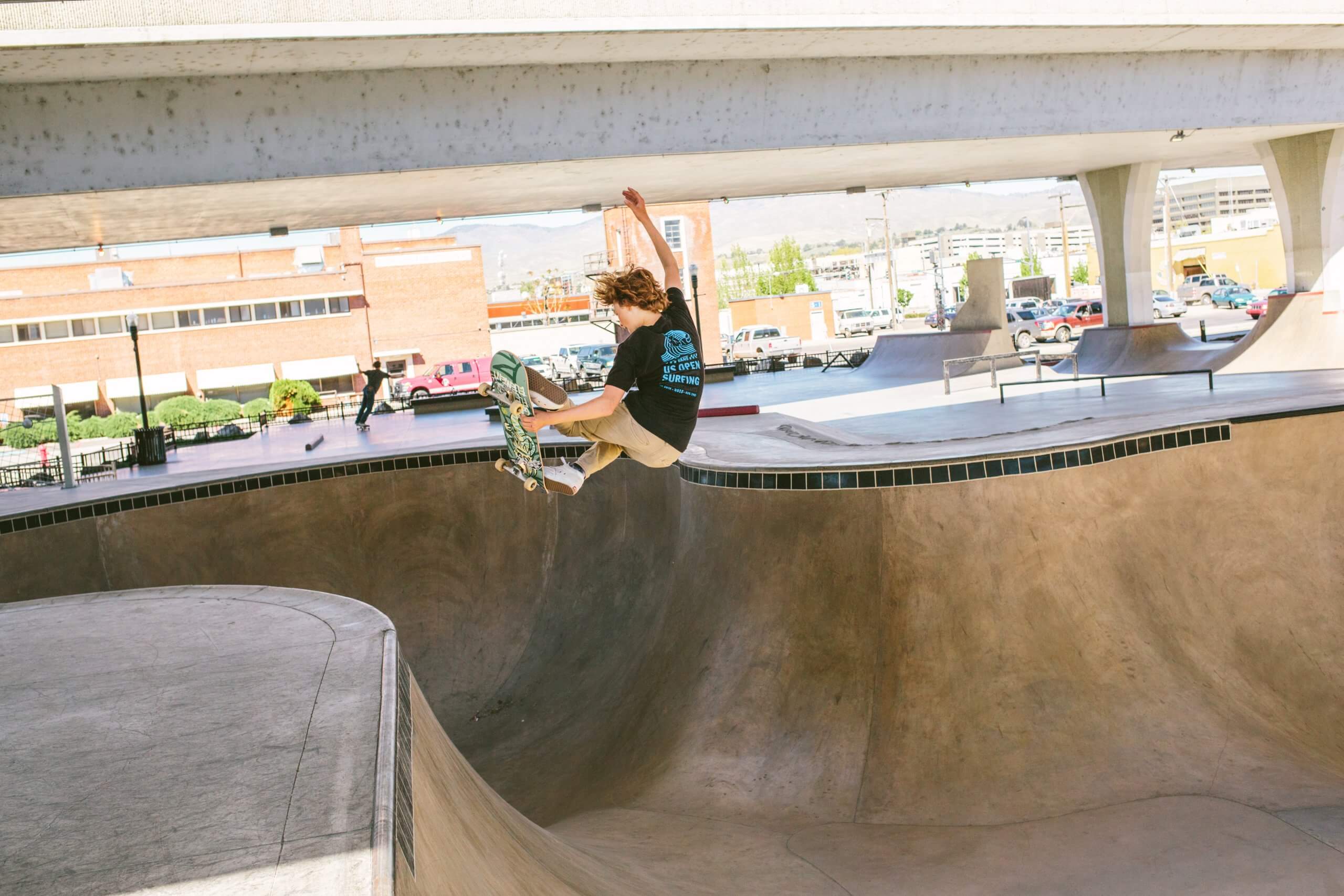 skate boarding doing jump