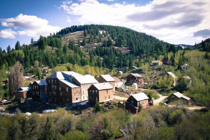 old mining town in mountains.