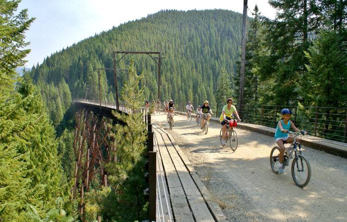 bike rides on old train trestle turned into bike path