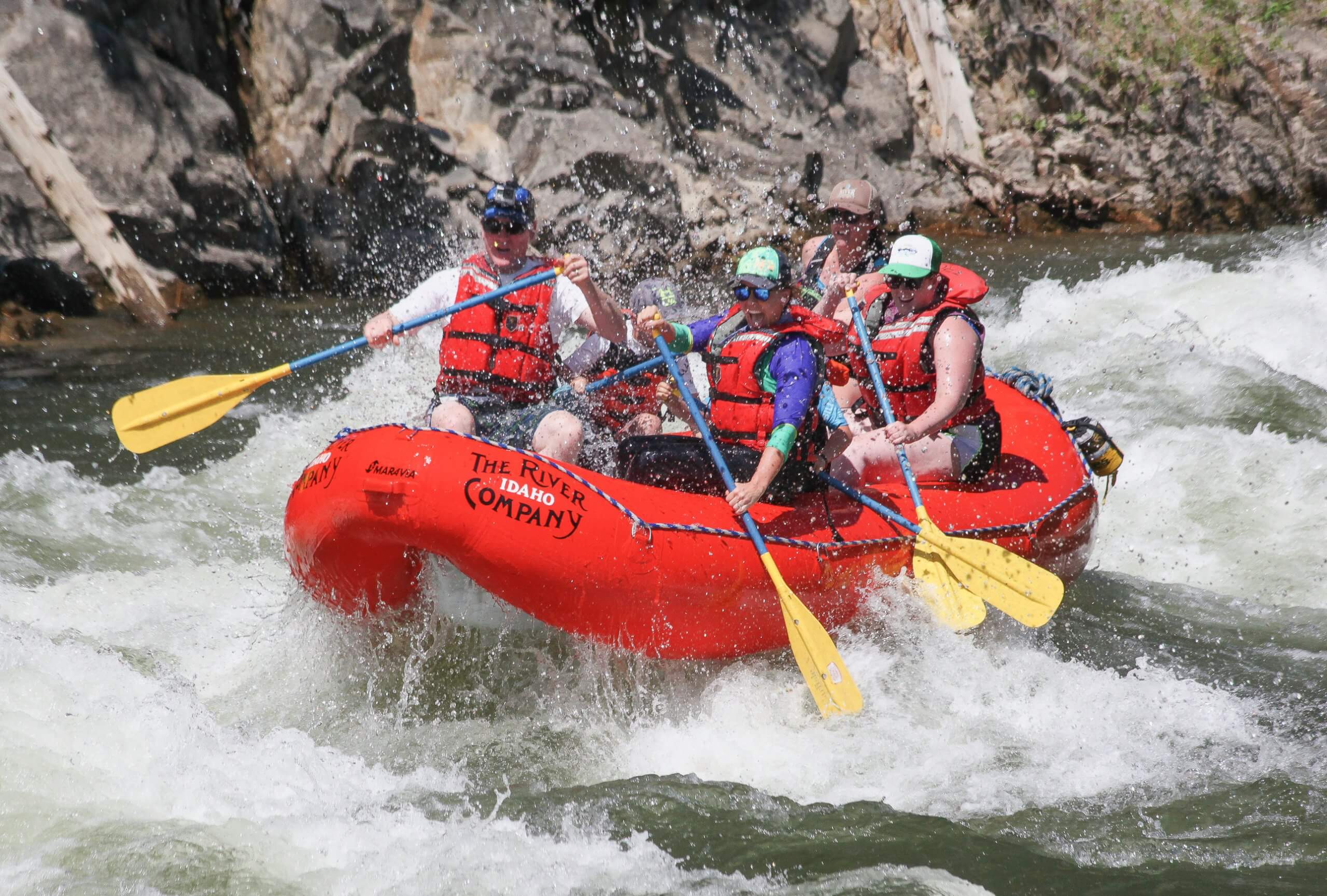 family rafting on whitewater