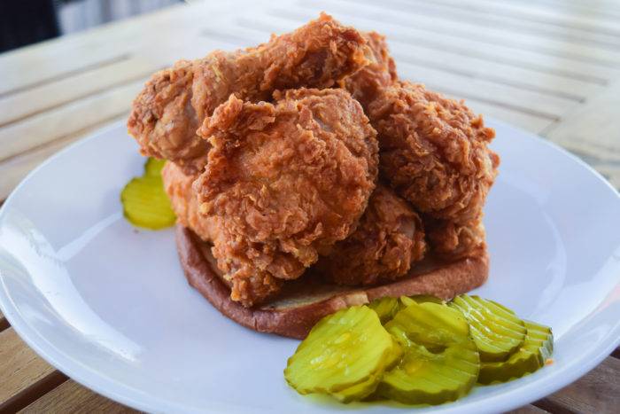 fried chicken on a piece of bread