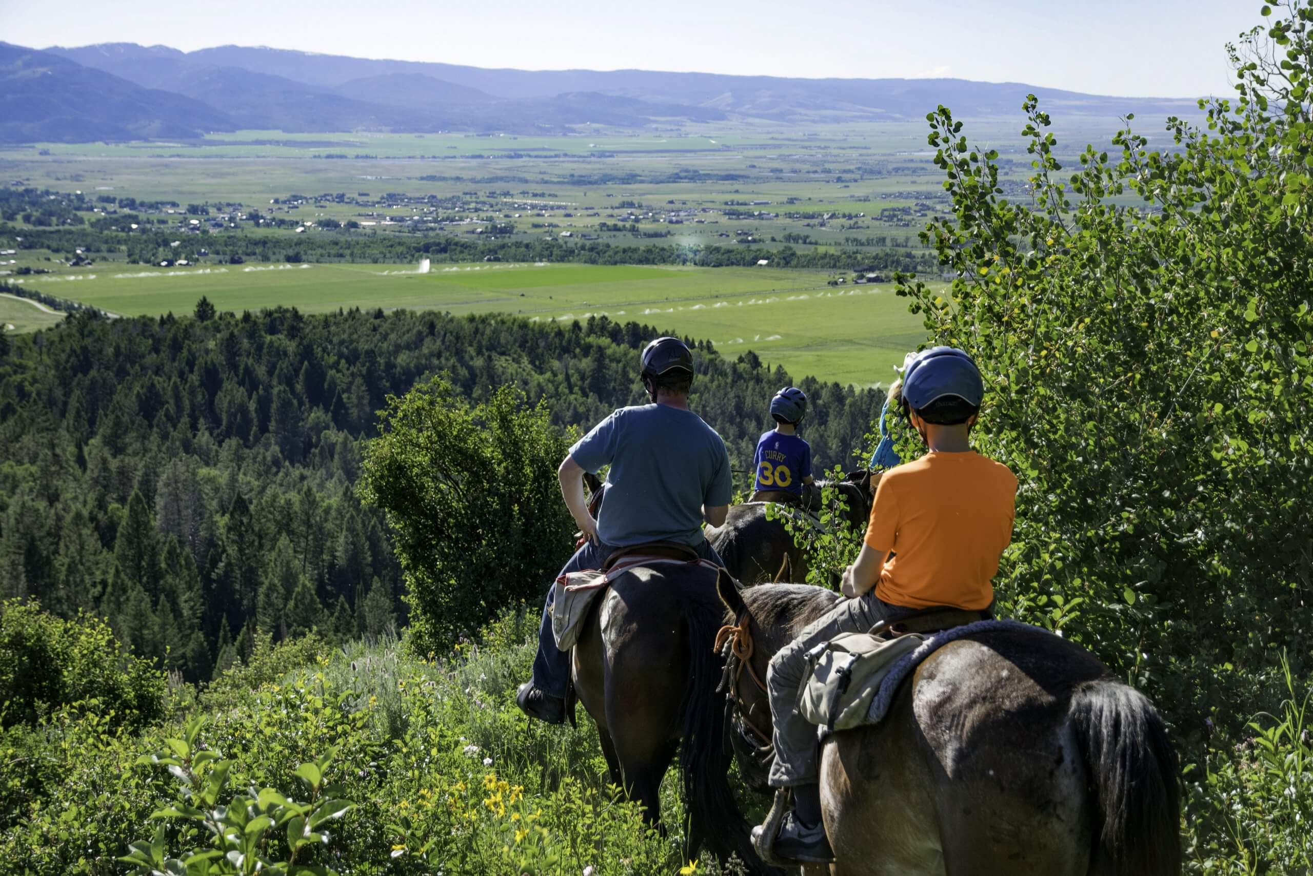 family horseback riding