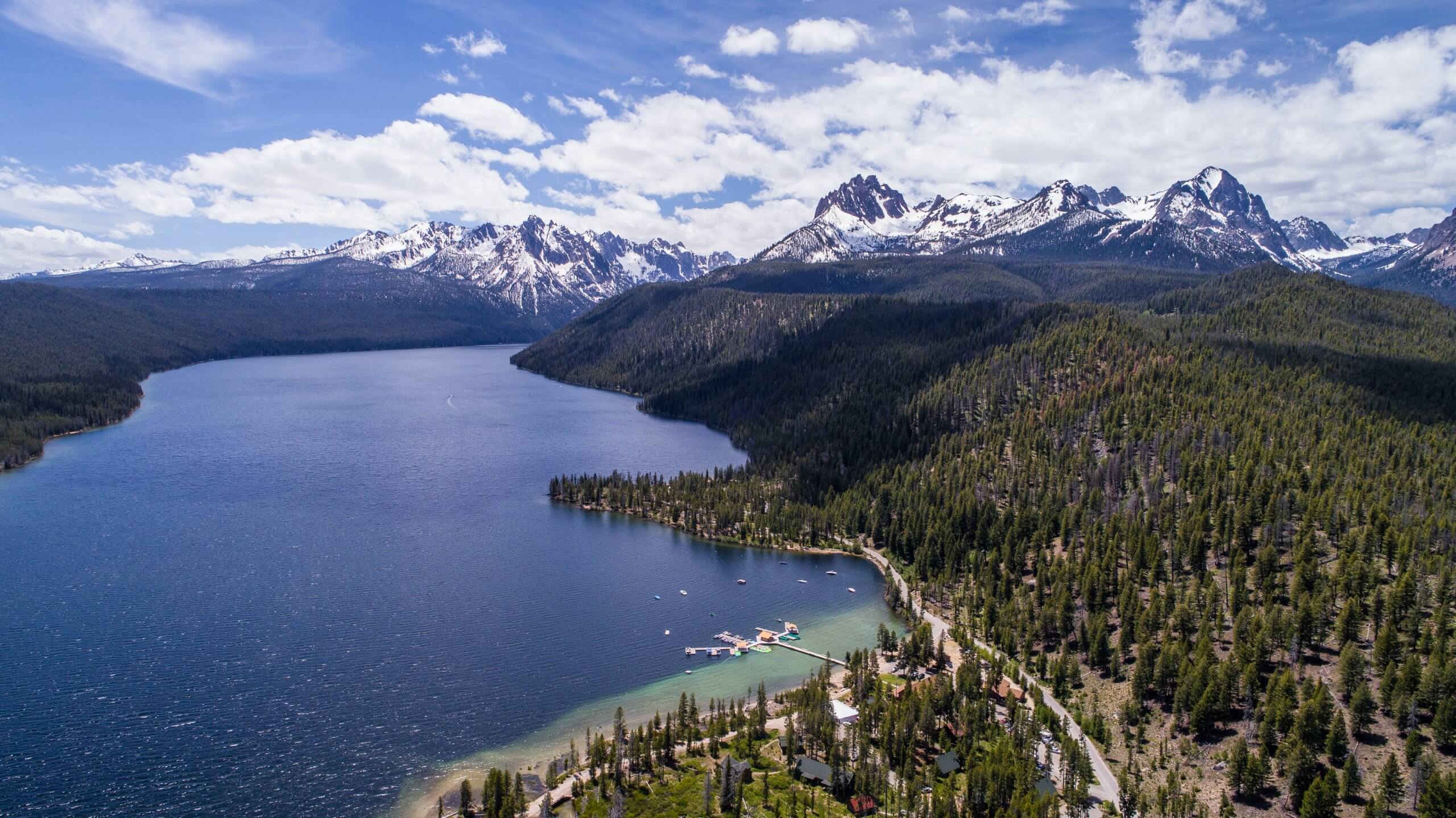 aerial view of redfish lake