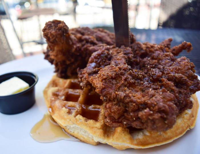 fried chicken on waffle