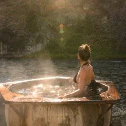 woman in hot springs