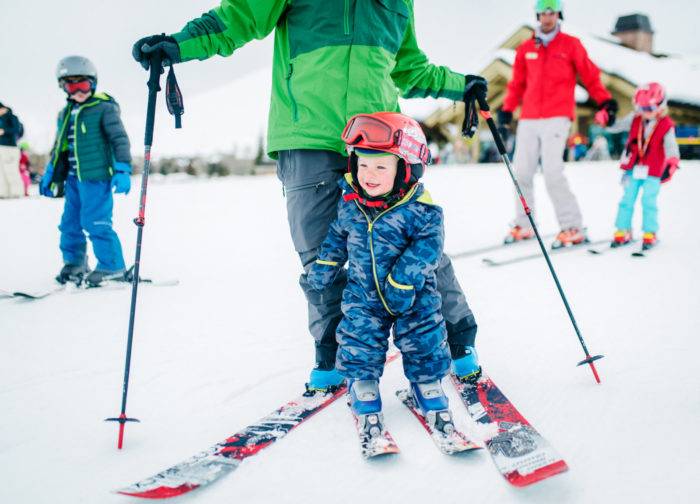 Skiing at Dollar Mountain in Sun Valley.