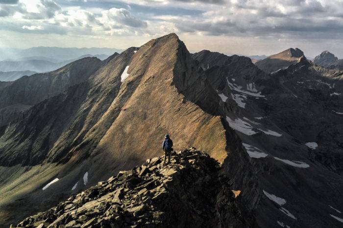 jagged mountain peak.