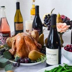 bottles of wine on a holiday table