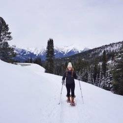 person snowshoeing