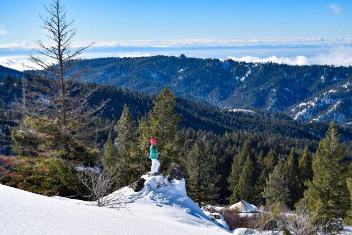 Person on a family-friendly snowshoe trail.