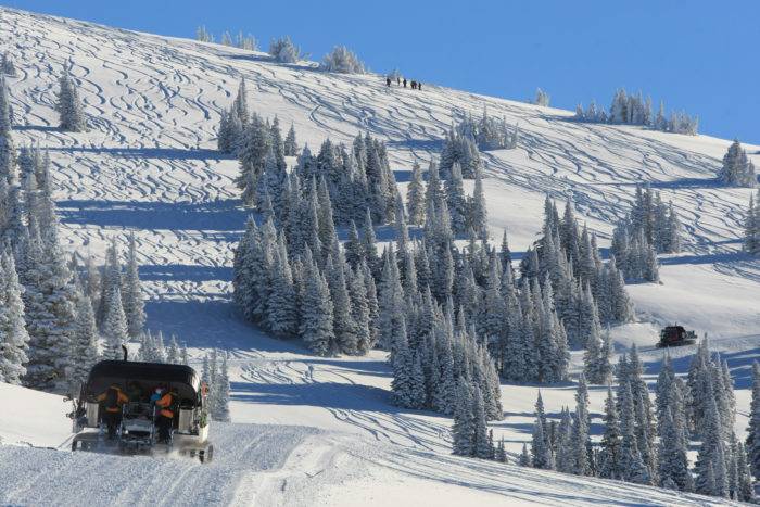 snowcat on mountain slope