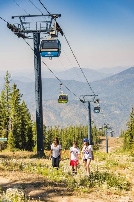 people hiking near silver mountain scenic gondola