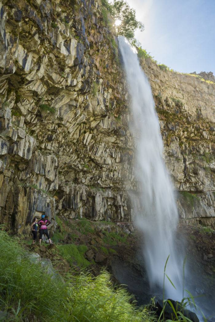 Hiking near Perrine Coulee Falls.