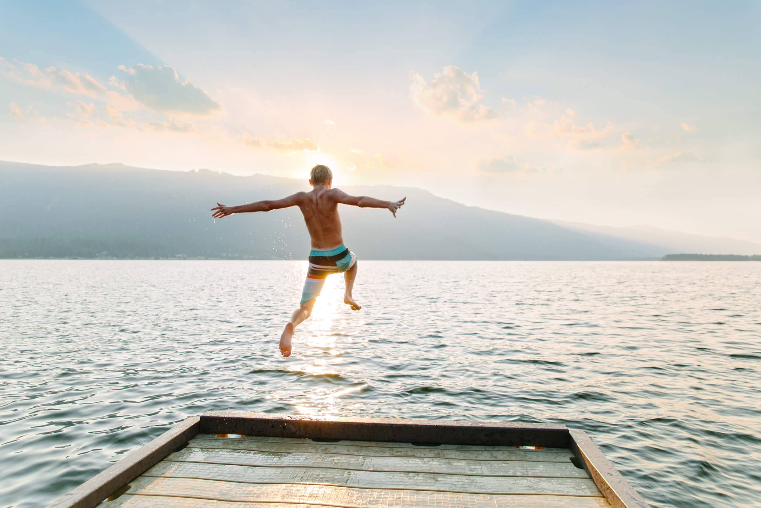 Swimming at Lake Cascade.