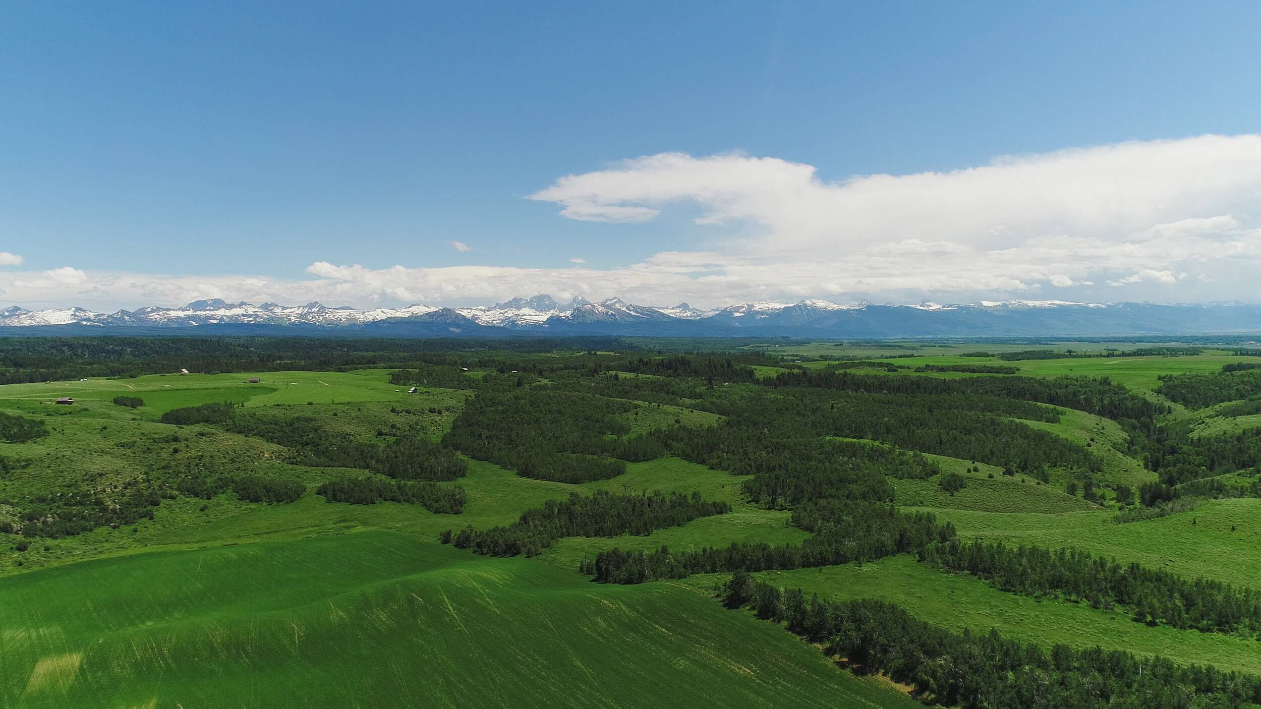 A view of the Teton Mountains from the Teton Scenic Byway.