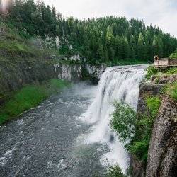 Admiring Upper Mesa Falls from the viewing deck.