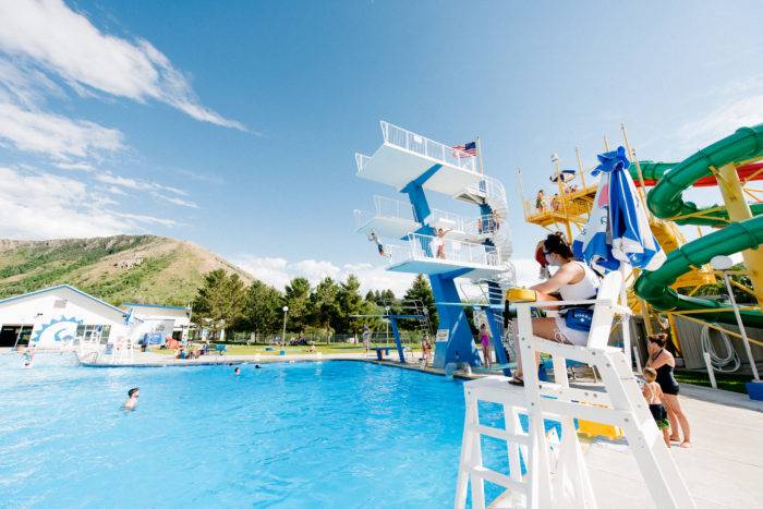 Swimming at the Lava Hot Springs Olympic Swimming Pool & Waterpark.