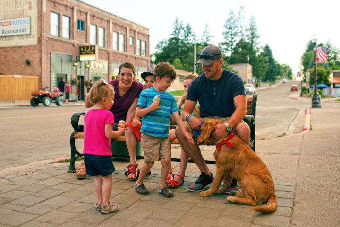 Eating ice cream in Lava Hot Springs on a warm summer evening.