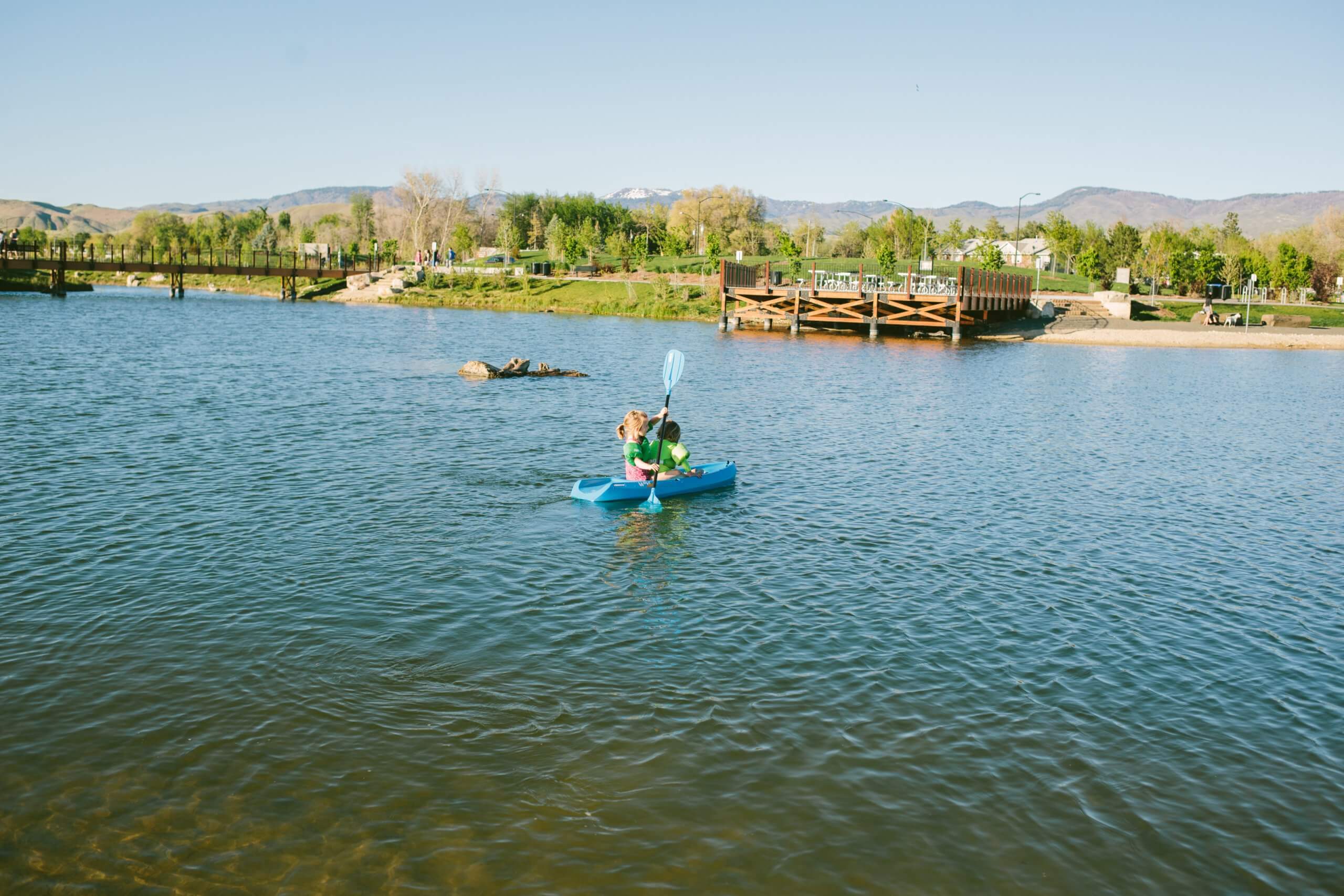 Kids playing at Esther Simplot Park in the summer.