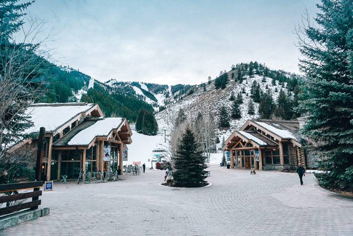 Snowy ski lodge