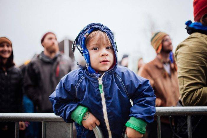 kid wearing headphones