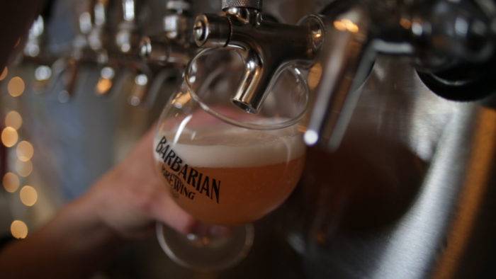 beer glass being filled up