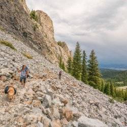 woman and dog hiking