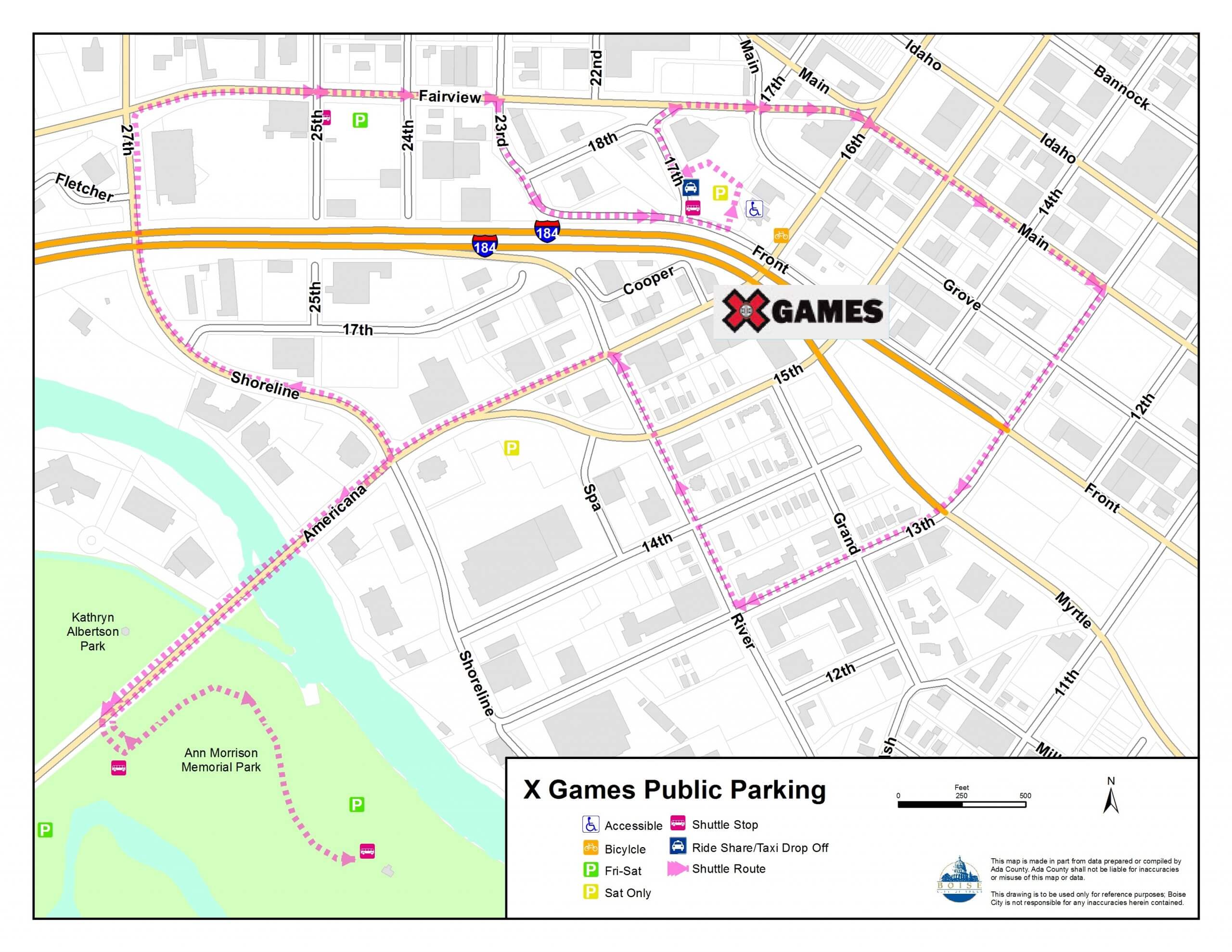 2018 X Games Parking Map