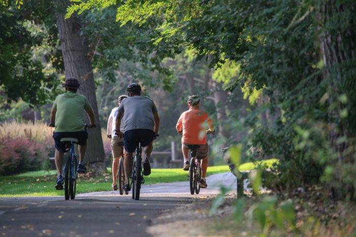 people riding bikes