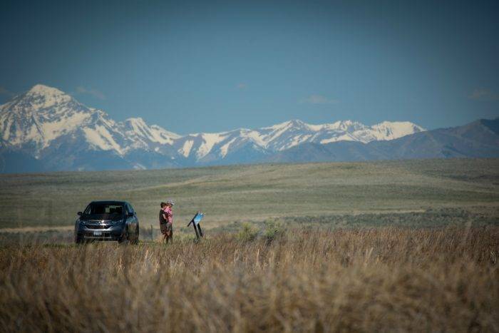 people in grassland area