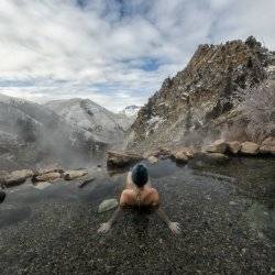 woman in hot spring