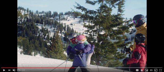 A family skiing at Tamarack Resort.