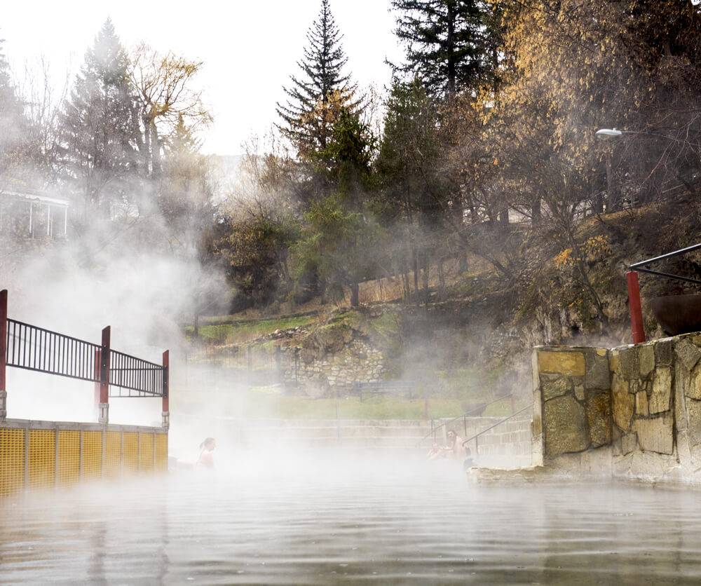 steam at a hot pool