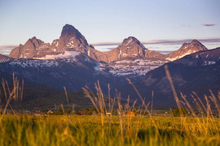 The Teton Mountains in the sun.