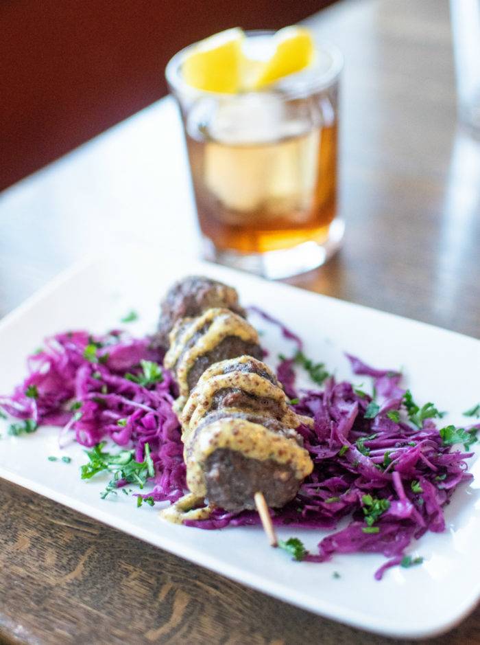 meatballs and a cocktail