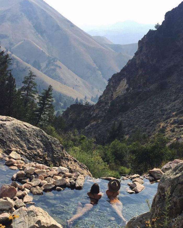 Two girls in a hot spring