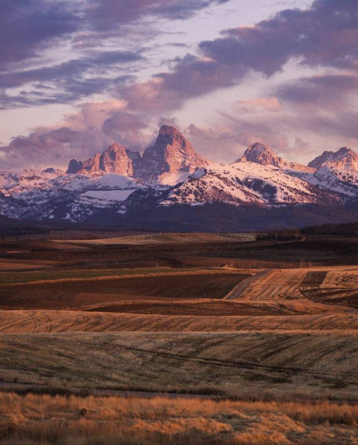 Teton Mountains at sunset