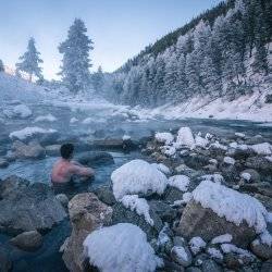 person in riverside hot spring