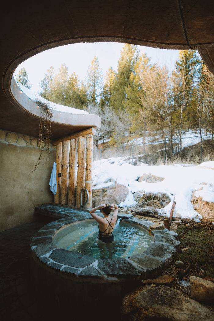 woman in hot pool