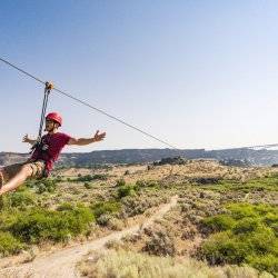 man on zip line