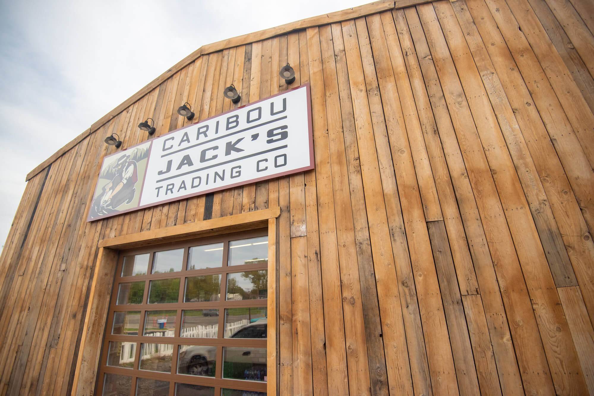 The wooden building exterior of Caribou Jack’s Trading Company.