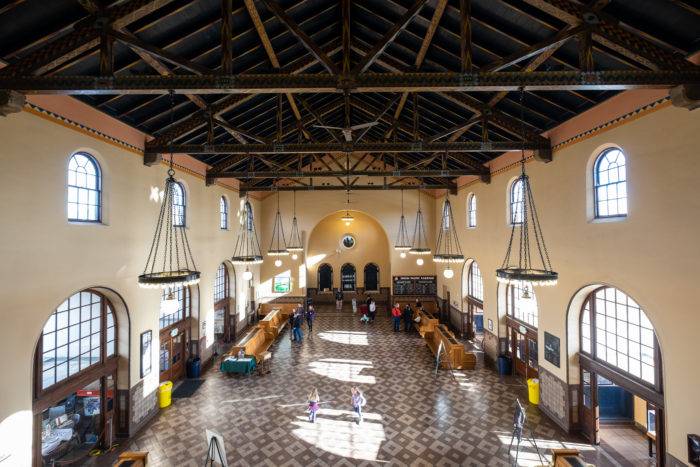 interior of historic train depot