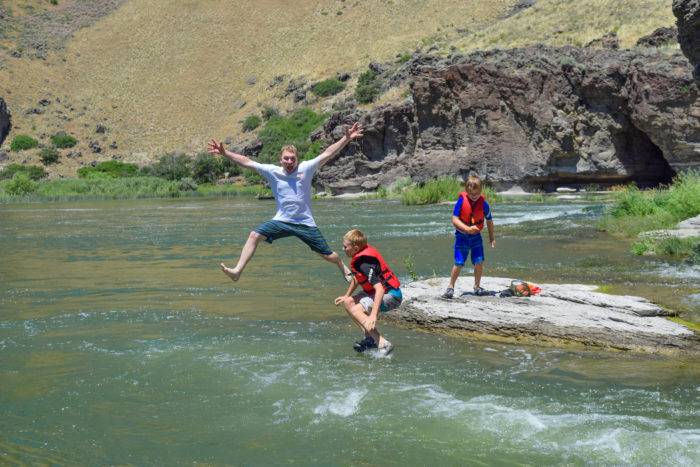 jumping into river