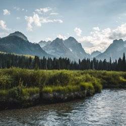 A scenic view of the Sawtooth Mountains from Fishhook Creek.